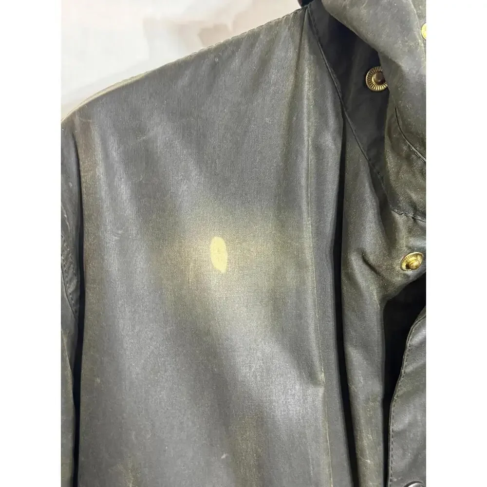 Barbour Vintage A200 Border Wax Jacket C38 Small Sage Green Country England - Picture 13 of 15